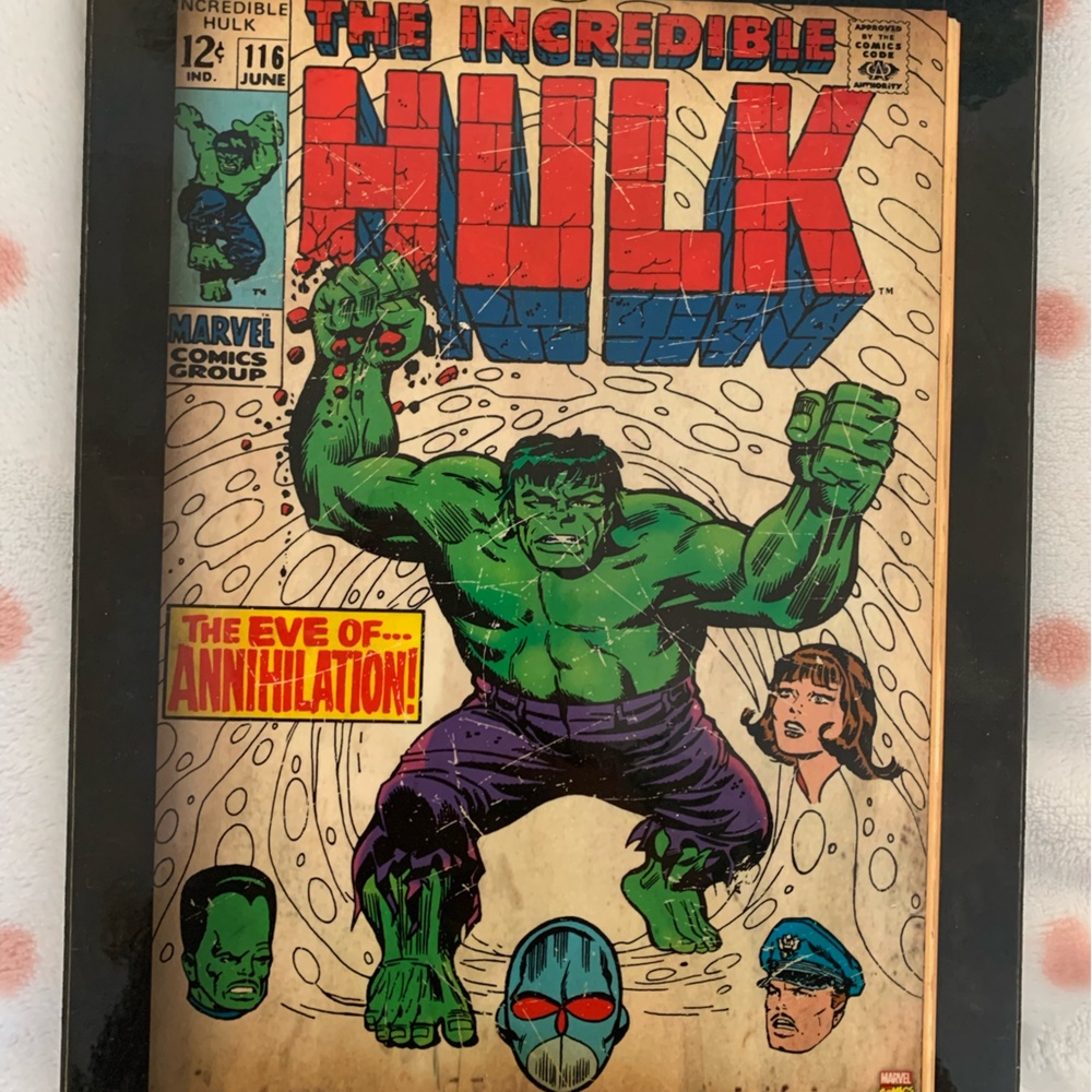 The Incredible Hulk Graphic Art on Wood